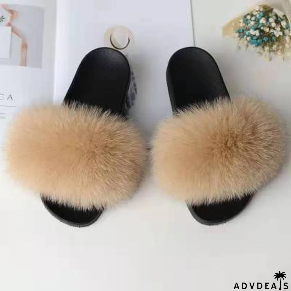 Furry Slippers Flat Half-drag Slippers