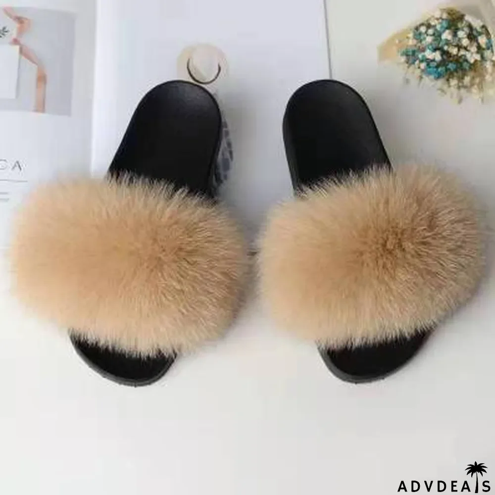 Furry Slippers Flat Half-drag Slippers