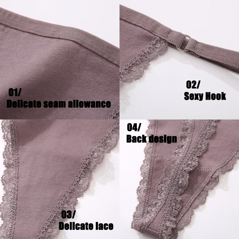 Billionm Sexy Lace Panties for Women Cotton Underwear Thong With Hollow Out Hook G-String Female Breathable Intimates Lingerie