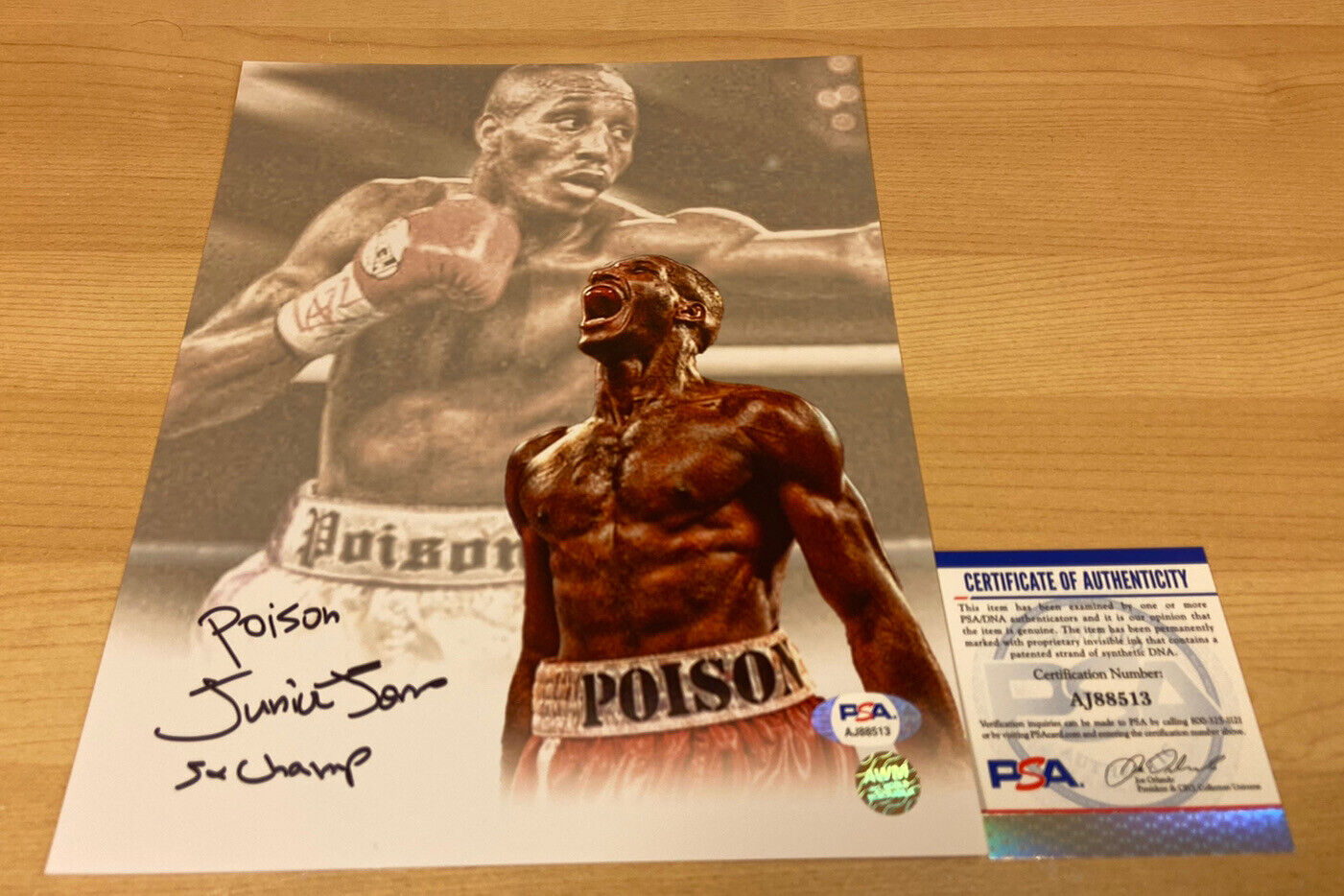 Junior Poison Jones Boxer Custom Autographed Signed 8X10 Photo Poster painting PSA/DNA COA