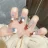 Bayuyun 24Pcs/Set Coffee Leopard French Fake Nails with Diamonds Japan Korean Artificial Acrylic Press on Nails Removable Stick on Nails