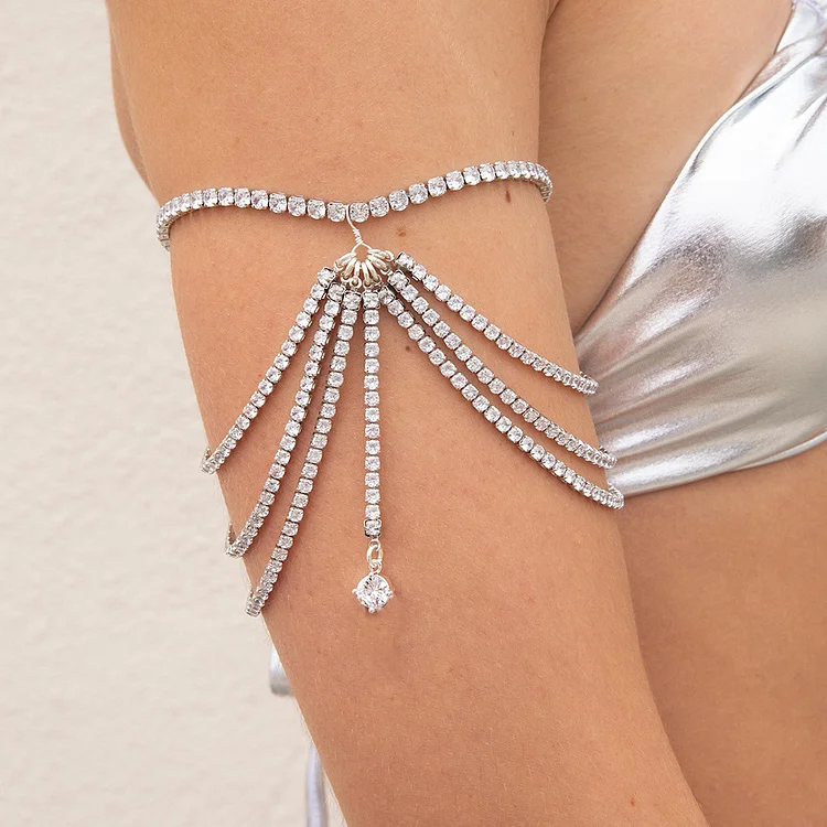 Multi-layer Rhinestone Tassel Pendant Arm Chain