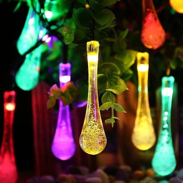 6M 30LED Solar Bulb Light String Droplet Bulbs Fairy String Lights For Outdoor Waterproof Garden Lawn Solar Lamp