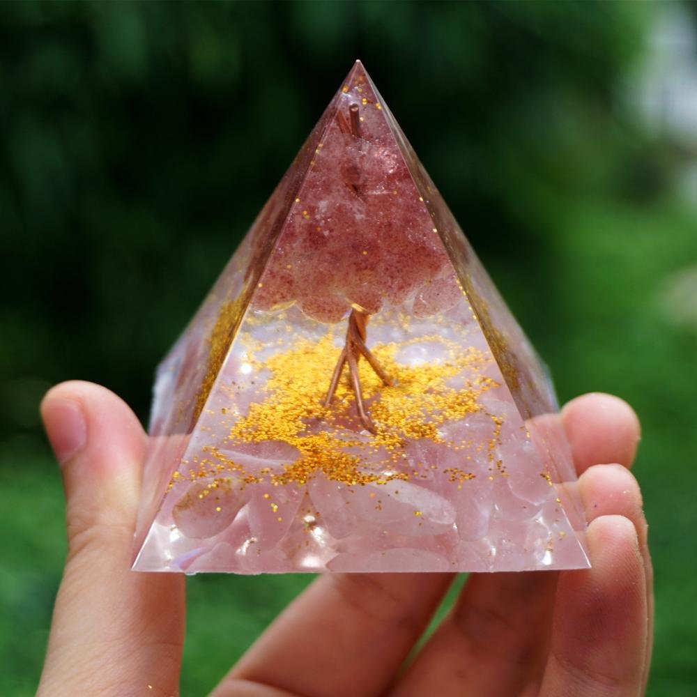 Strawberry Quartz Tree Of Life Pyramid