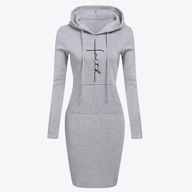 Mature Women Hoodies Sweatshirts Long-sleeved Dress