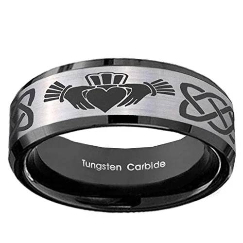 Mens tungsten hot sale claddagh ring