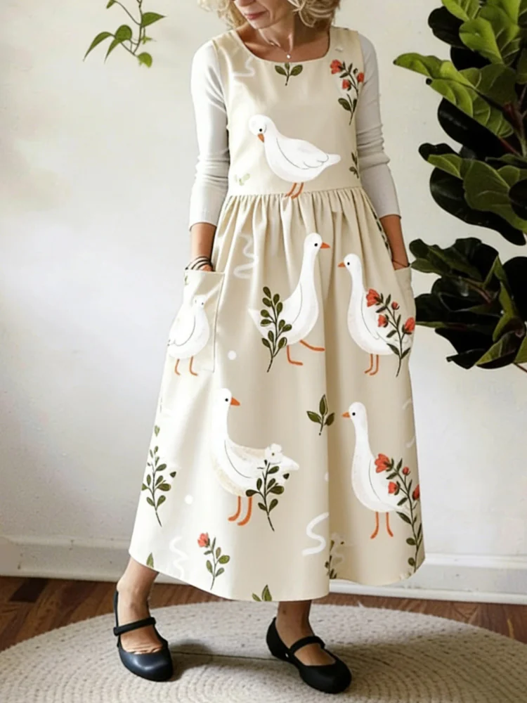 Pastoral Geese Printed Apron