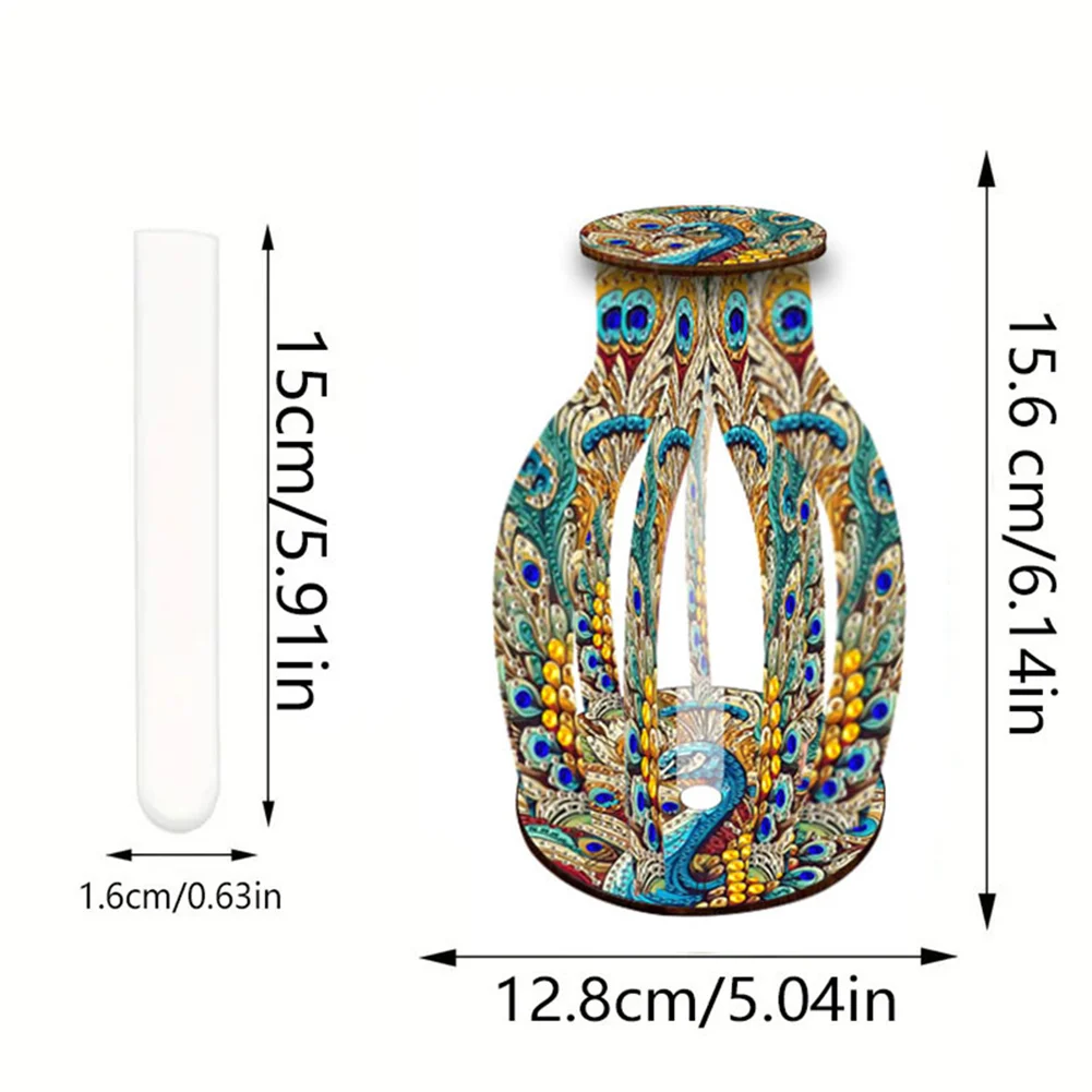 Peacock Diamond Painting Flower Vase Desktop Diamond Art Kits for Home Decor