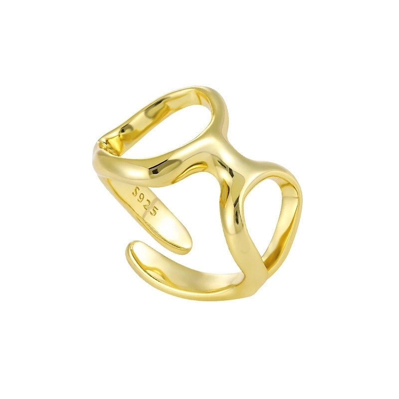 18K Gold Plated White Gold Plated 925 Sterling Silver Oval Open Rings