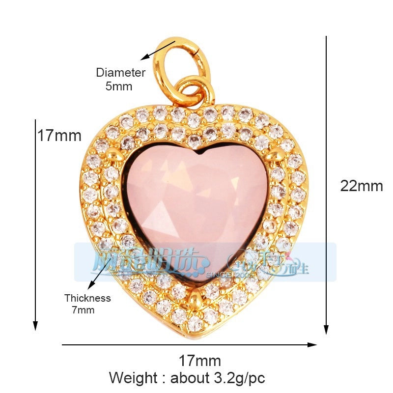 1 Piece Copper Geometric Heart Shape Snowflake Pendant Jewelry Accessories