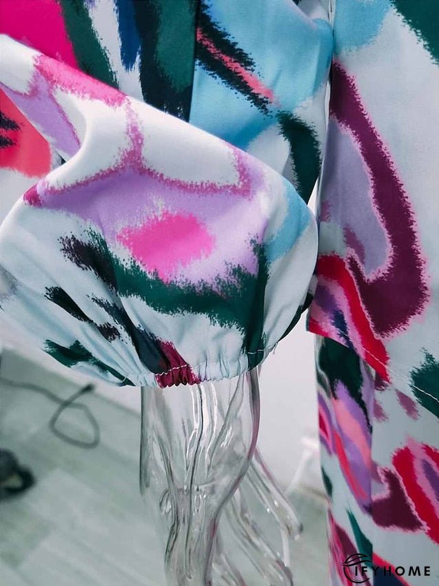 Two Piece Dress Set Casual Dress Sheath Dress Outdoor Daily Fashion Streetwear Print Maxi Dress One Shoulder Long Sleeve Graphic Abstract Loose Fit Red Royal Blue Sky Blue Summer Spring S M L for Women | IFYHOME