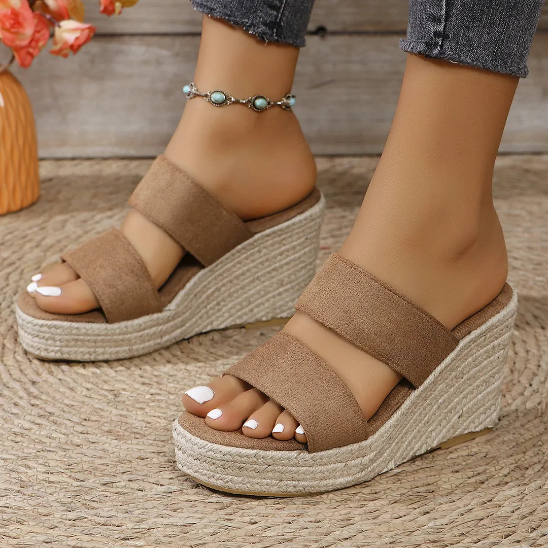 Breakj Breakj New Summer Slope And Thick-Soled Sandals Plus-Size Shoes With Casual Fish Mouth Thick Soles
