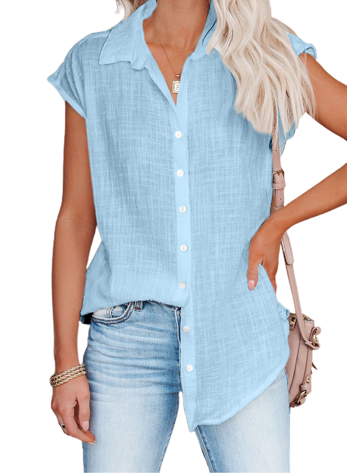Vinaxco Summer New Solid Color Single Breasted Lapel Shirt Sleeveless Loose Top 2025 Women Casual White Cardigan Blouse Femme Blusas