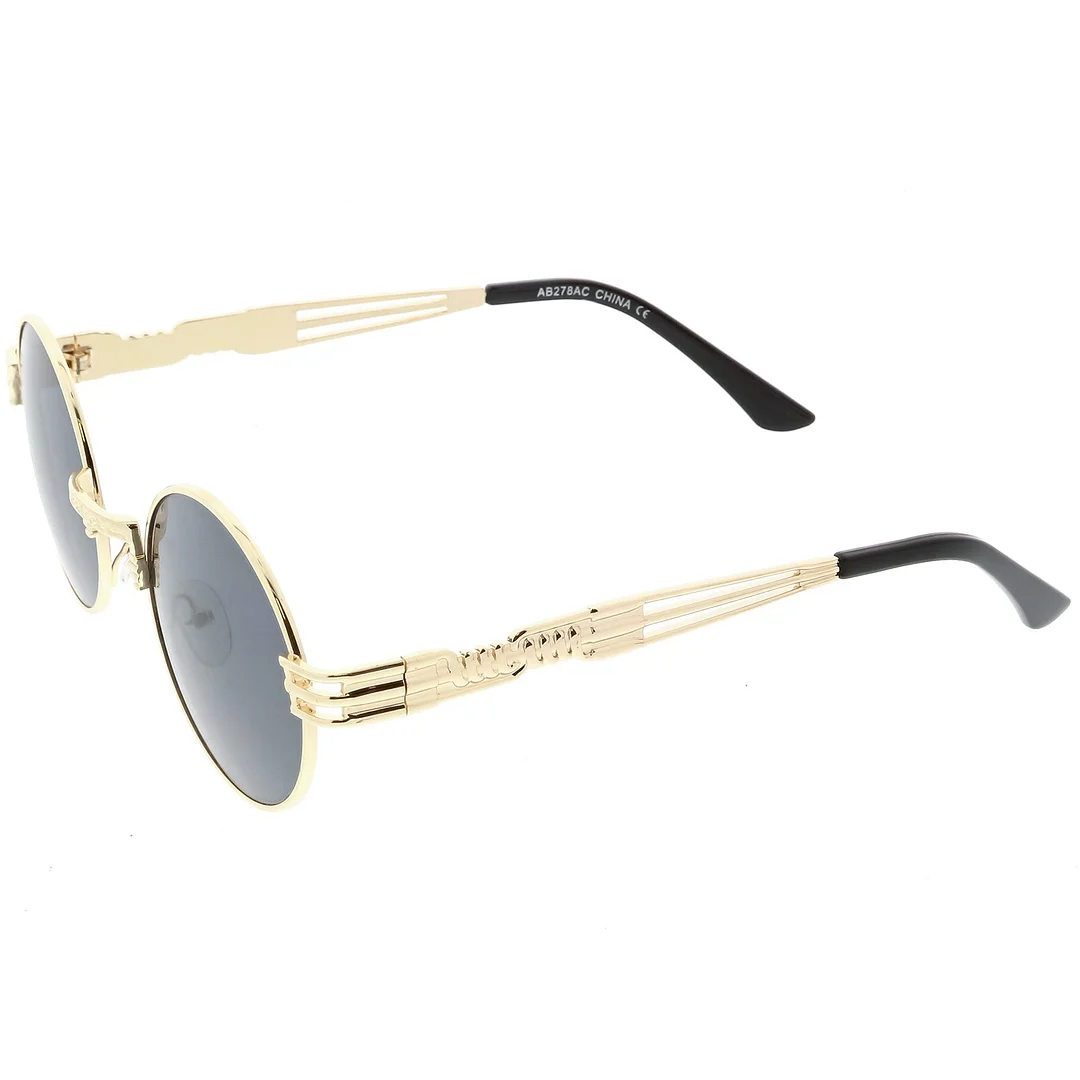 Steampunk Inspired Oval glasses Unique Engraved Metal Detail Color Tinted Lens 60mm