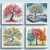 Arbre de vie en papier piquant-peinture spéciale partielle au diamant-30 * 30cm