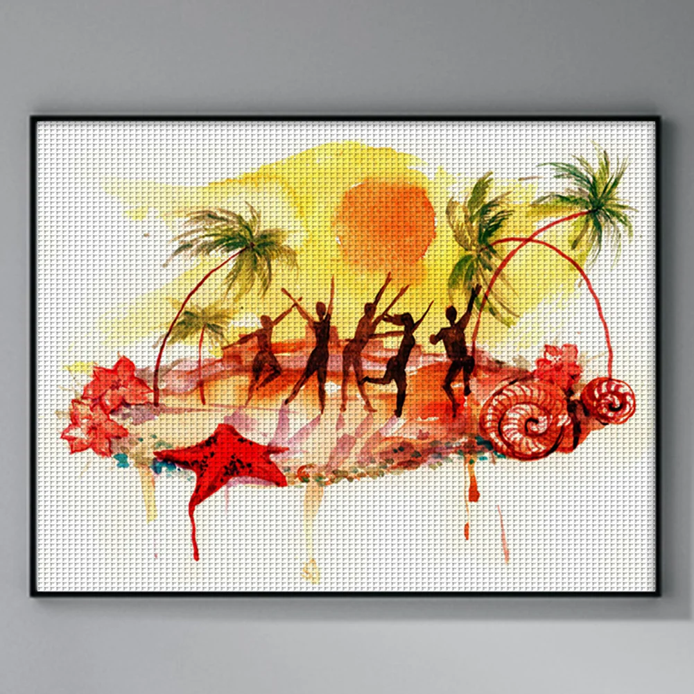 DIY Stamped Cross Stitch 14CT Full Embroidery 50*40cm - Silhouette Scenery