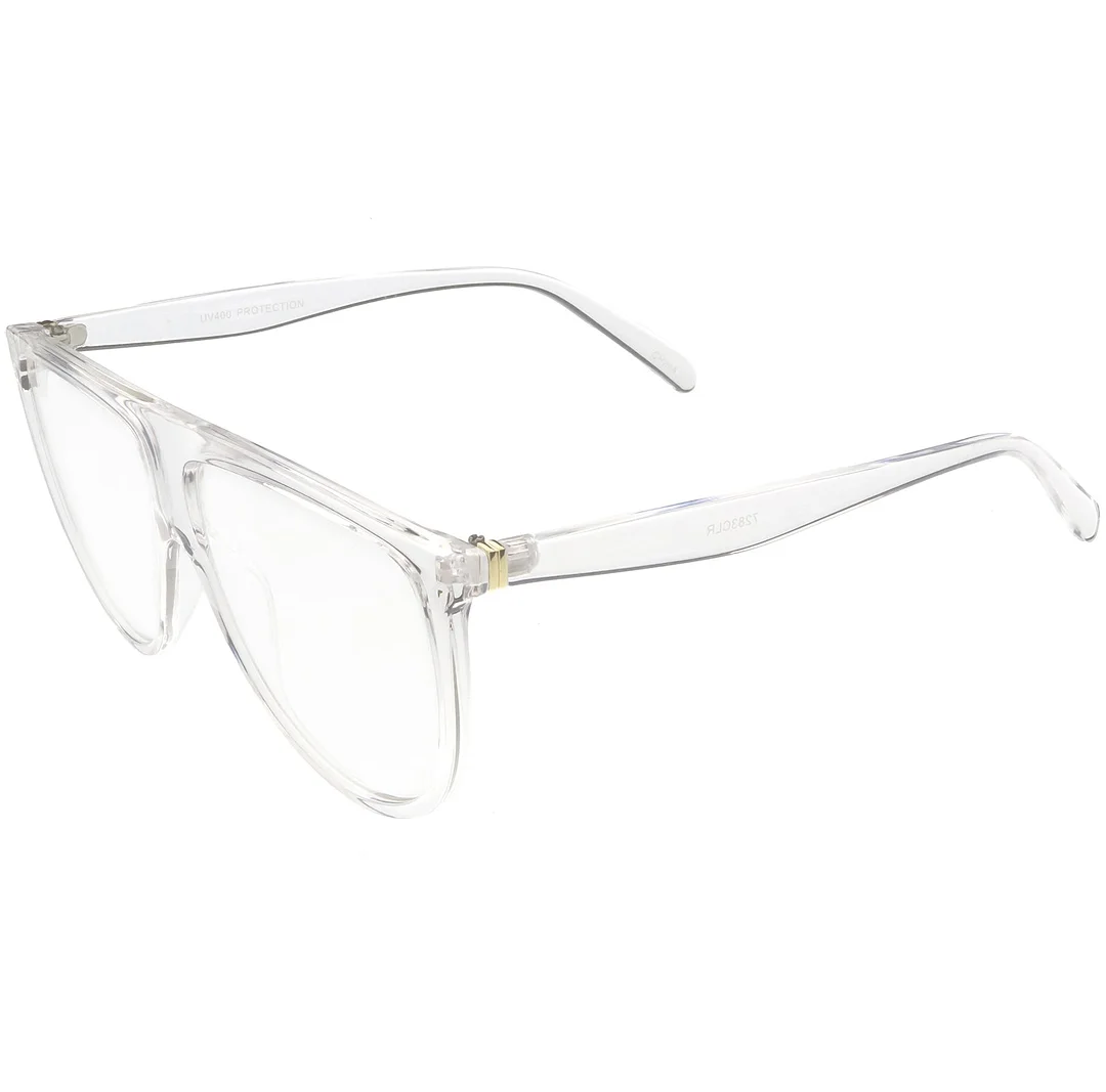 Oversize Bold Flat Top Aviator Eyeglasses With Clear Lens 60mm
