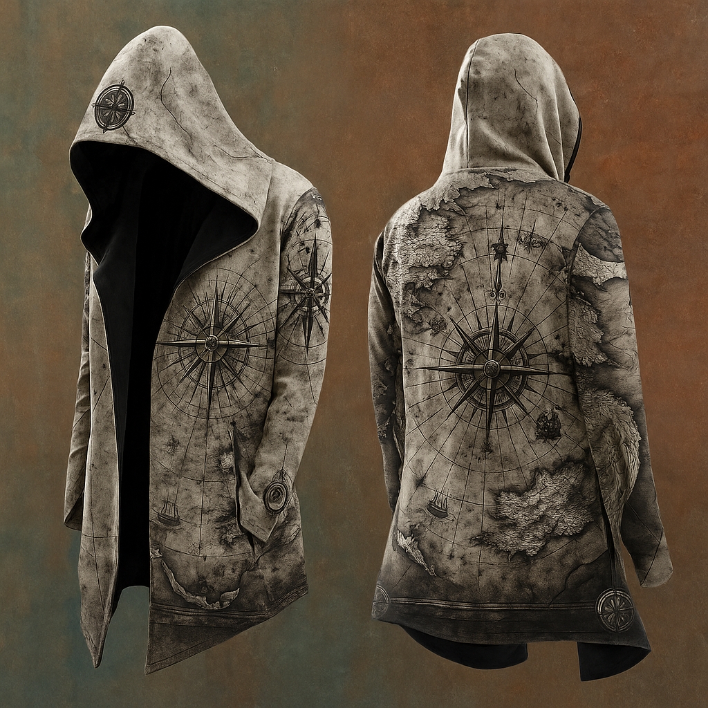 Men's Viking Mythology Compass Totem Hooded Jacket / Rvogue / Rvogue