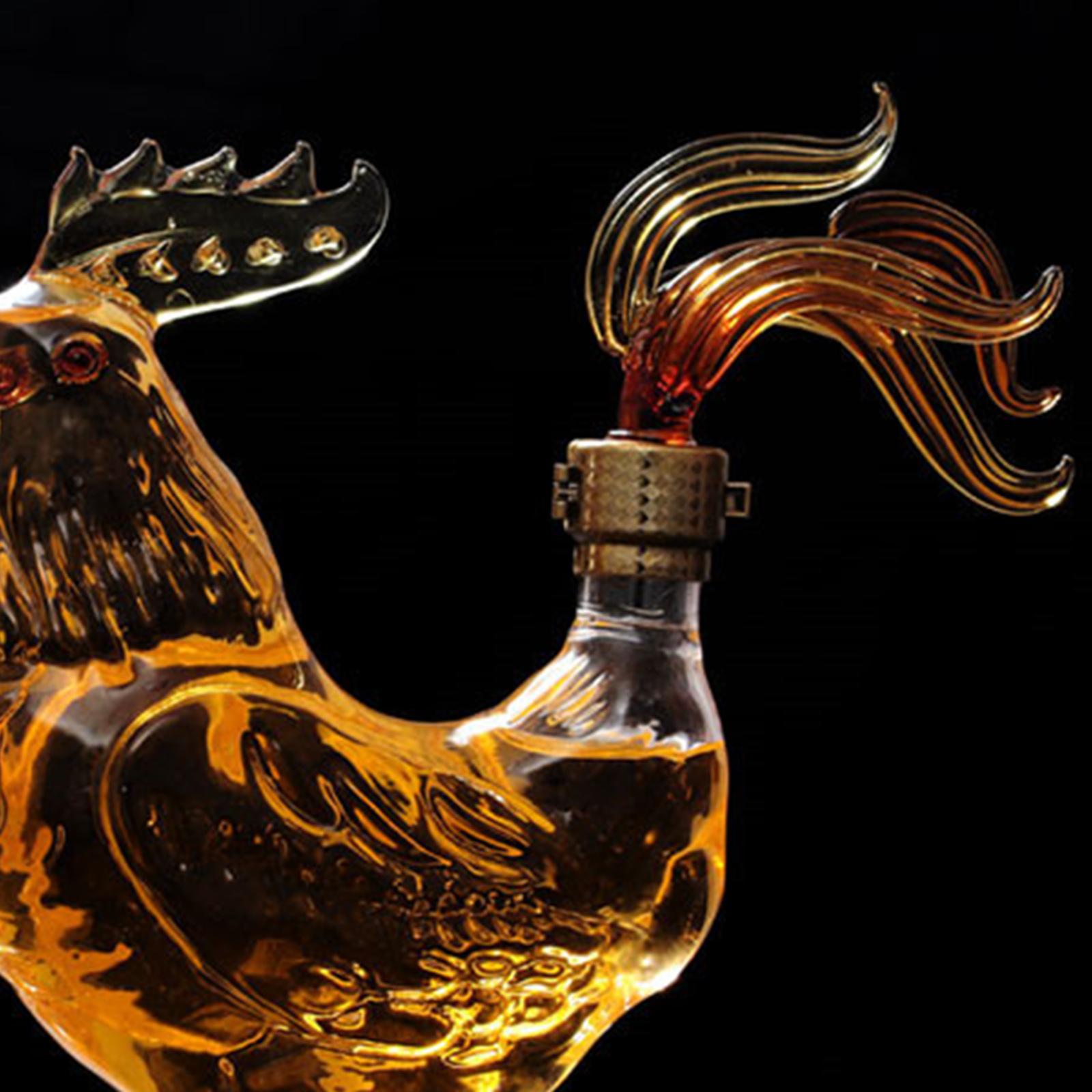 Tegooe Crystal Rooster Shape Liquor Decanter 1000ml 338 oz for Whiskey