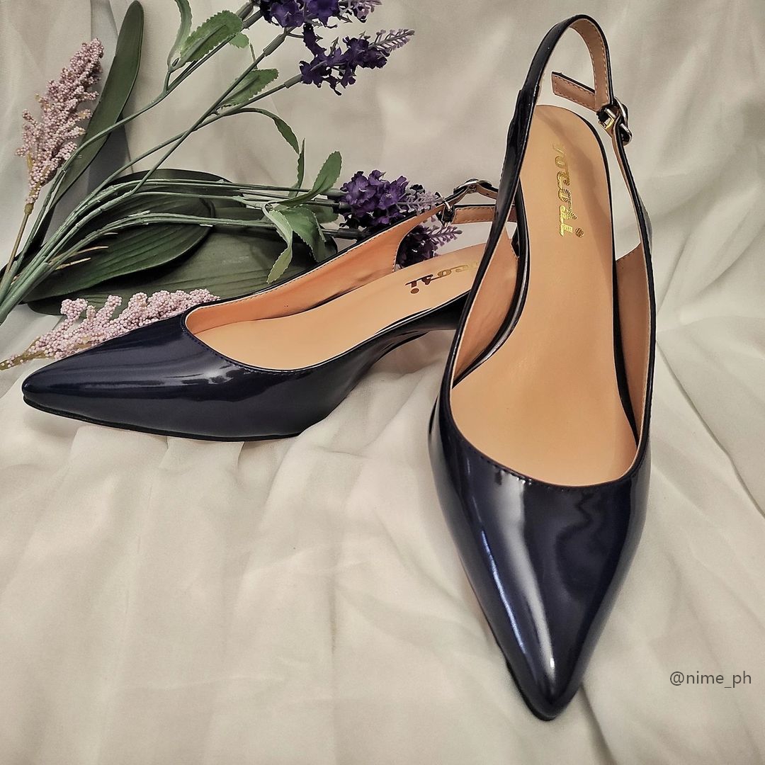 60mm Women's Pointed Toe Slingback Red Soles Shoes Kitten Heel Patent Pumps-vocosishoes
