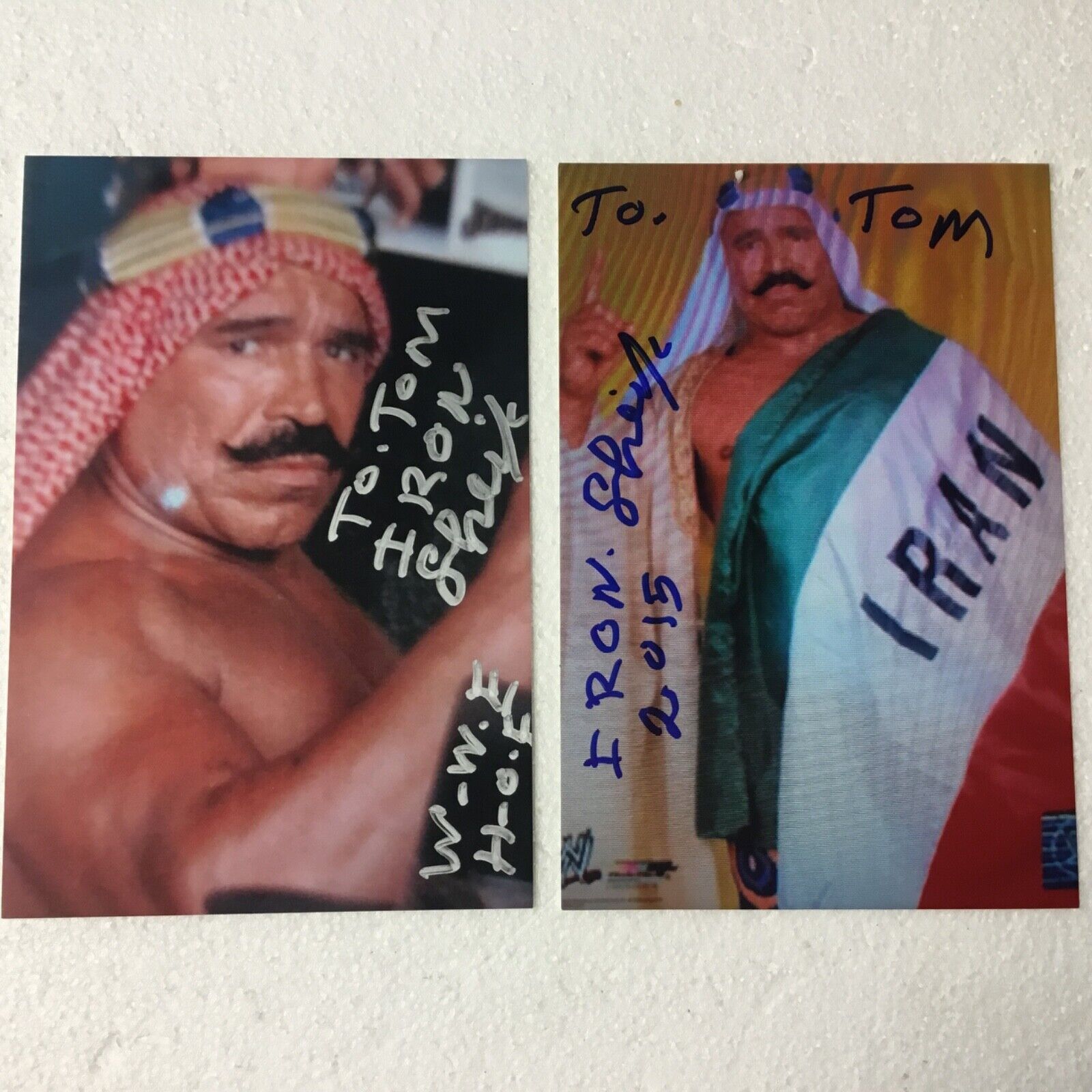 THE IRON SHEIK (2) AUTOGRAPHED CANDID COLOR Photo Poster paintingS IN SHARPIE PC928