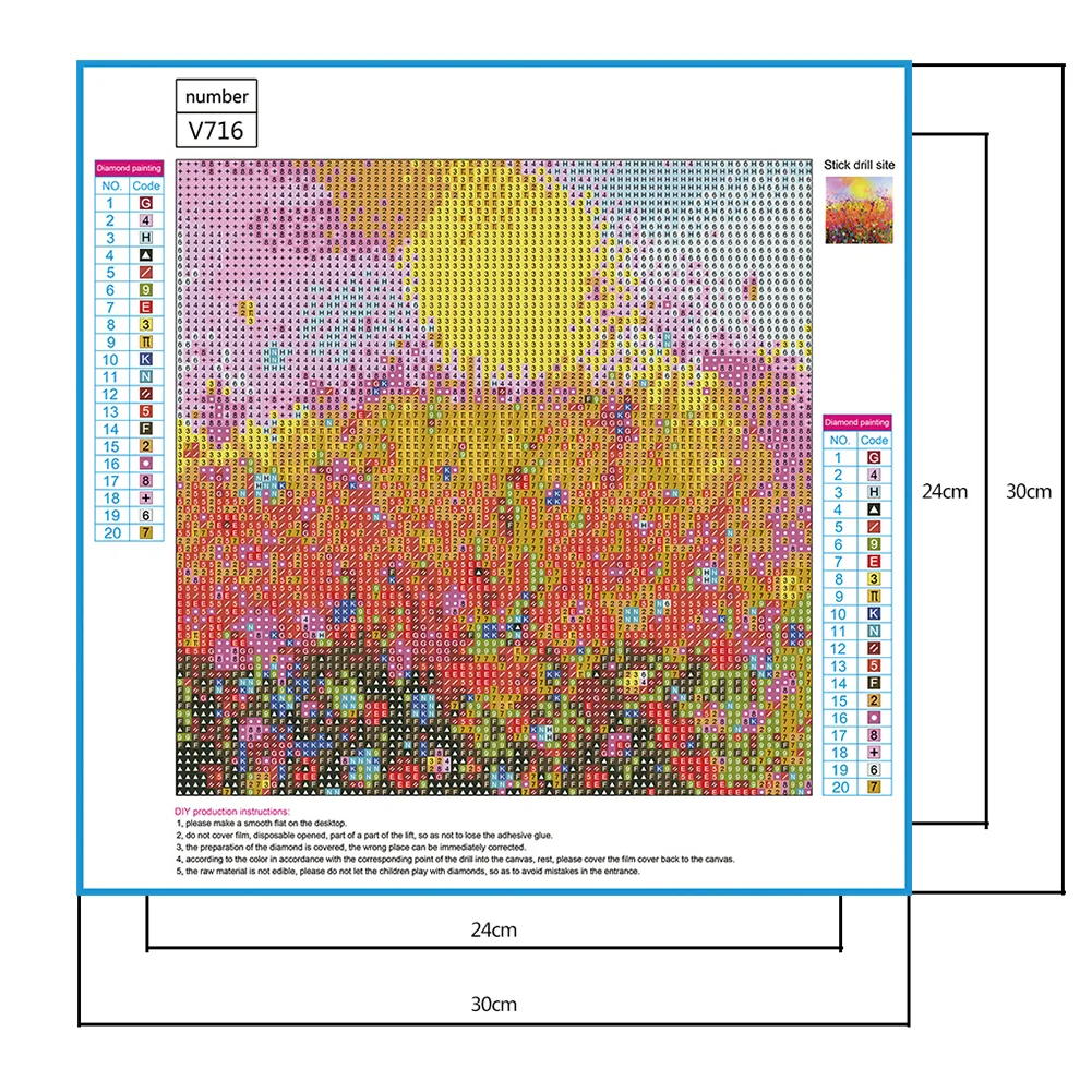 Diamond Painting - Full Round Drill - Color Flower Field(30*30cm)