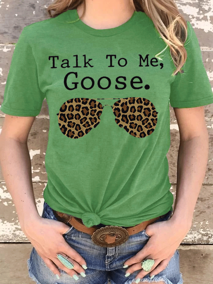 Talk To Me Goose Sunglasses Leopard Print T-shirt
