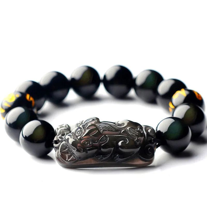 FengShui PiXiu Rainbow Obsidian Peace Bracelet