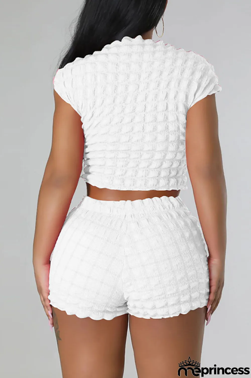 Rose Red Casual Solid Patchwork O Neck Short Sleeve Two Pieces