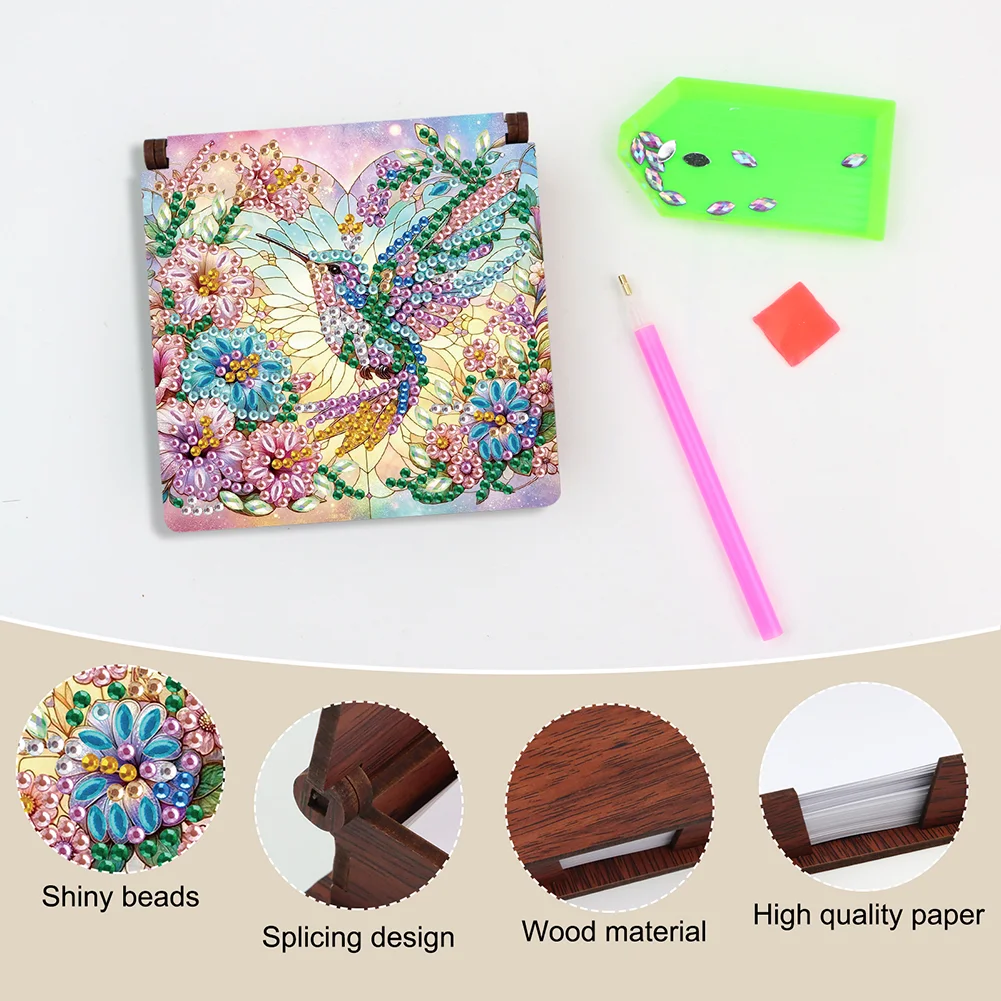 DIY Flower Hummingbird Diamond Painting Note Box Paper 160 Sheets of Paper for DIY Art Craft