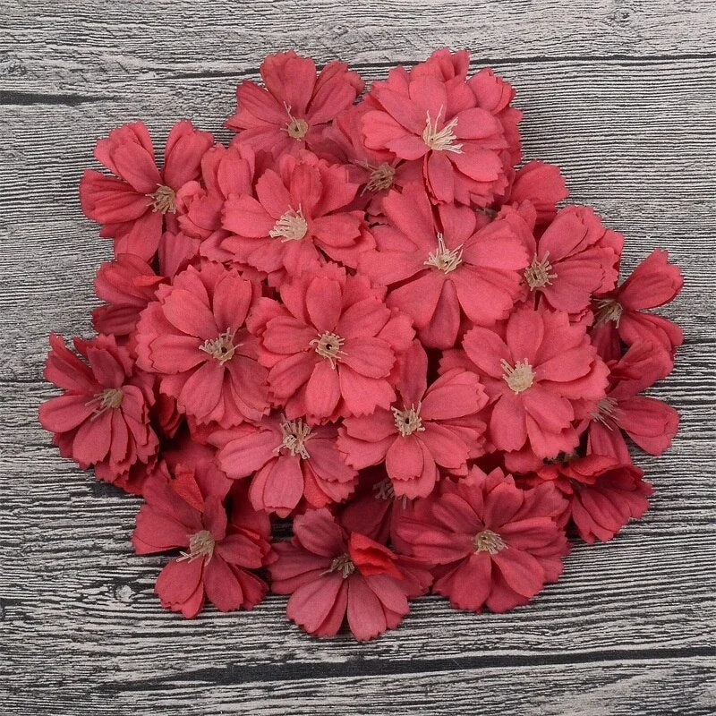 10/100pcs Mini Artificial  Silk Daisy Flower Heads For Wedding Home Decoration Handwork DIY Garland Accessories Fake Flower
