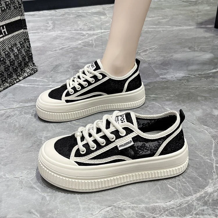 Churchf Churchf Shoes Women's Summer Thin Net Breathable Fisherman's Shoes 2024 New Lace Casual White Shoes-Outfit Ideas