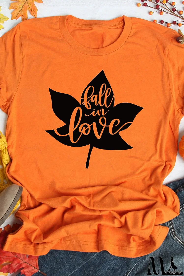 Fall In Lover Mapel Graphic T Shirt