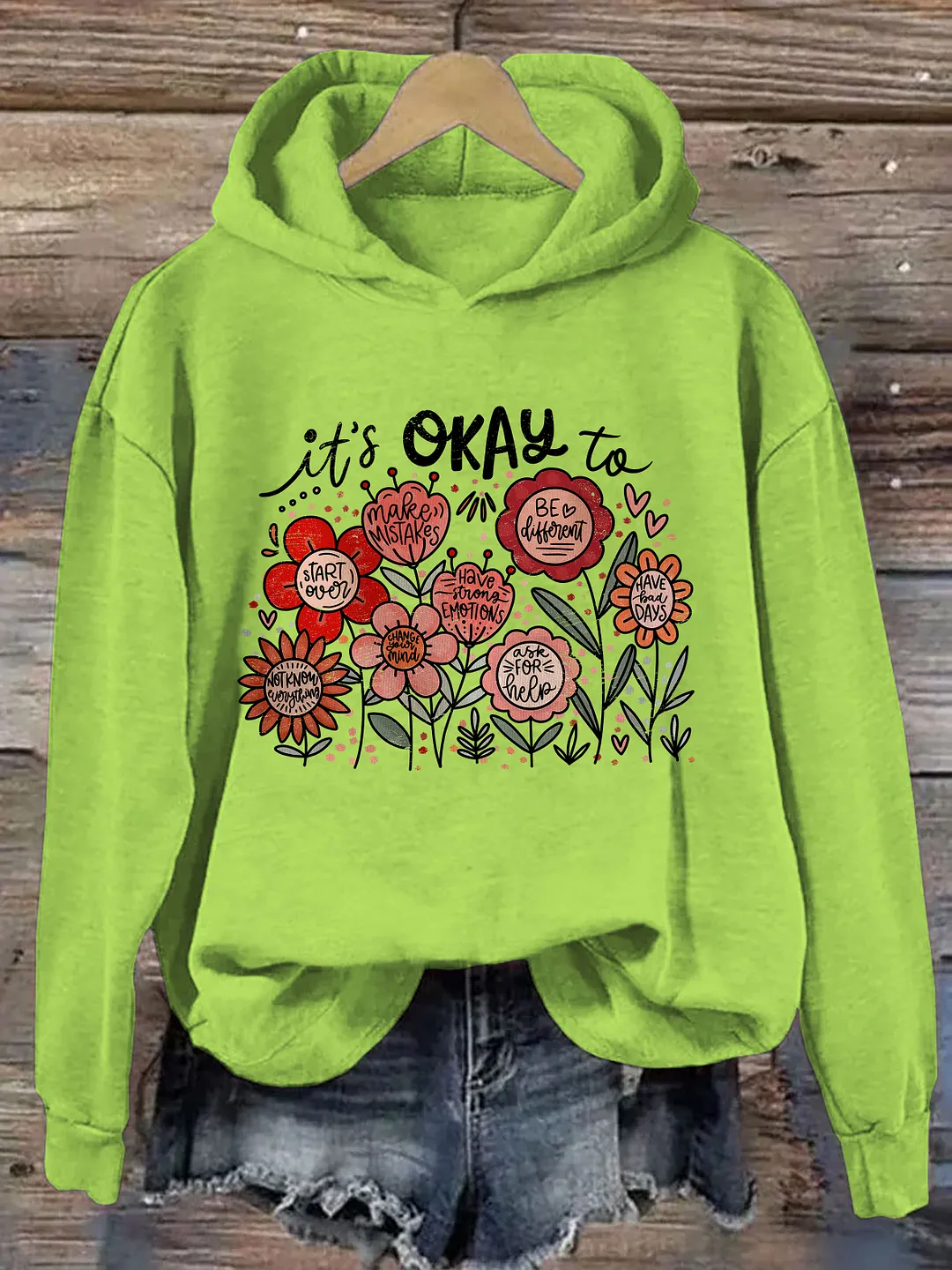 It's Okay To Boho Floral Hoodie