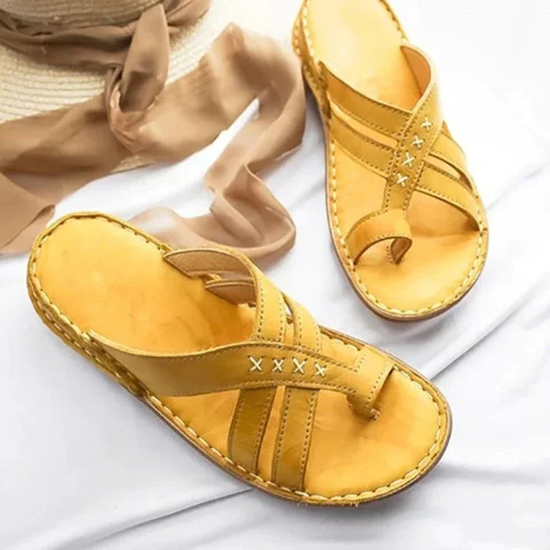 Pongl New Design Women Comfy Platform Sandal Bunion Corrector Shoes Feet Correct Flat Sole  Orthopedic Slippers Flip Flops Foot Care
