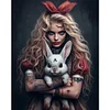 >SALE<Full Embroidery Cotton Thread 11CT Printed Scary Girl Bunny Cross Stitch 50x60cm