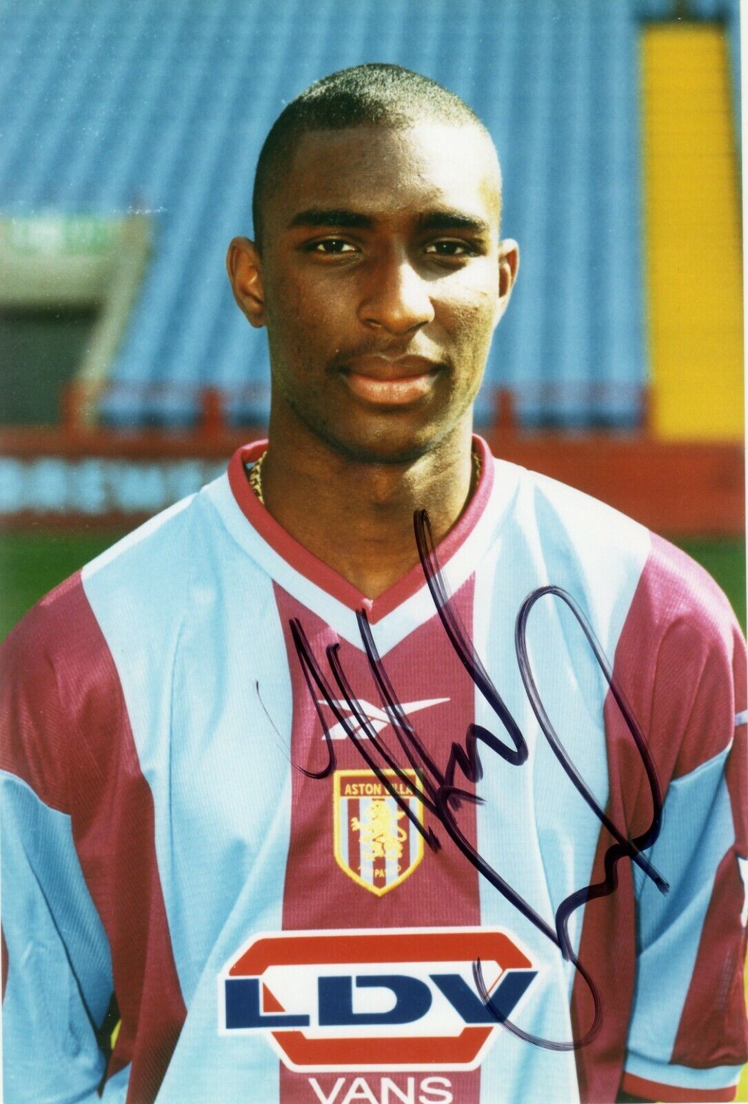 J LLOYD SAMUEL AUTOGRAPH, ASTON VILLA, FOOTBALL SOCCER