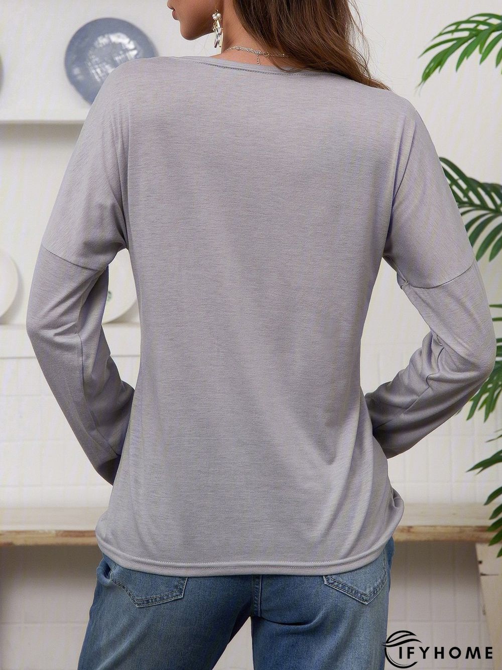 V Neck Elegant Regular Fit T-shirt & Tees | IFYHOME