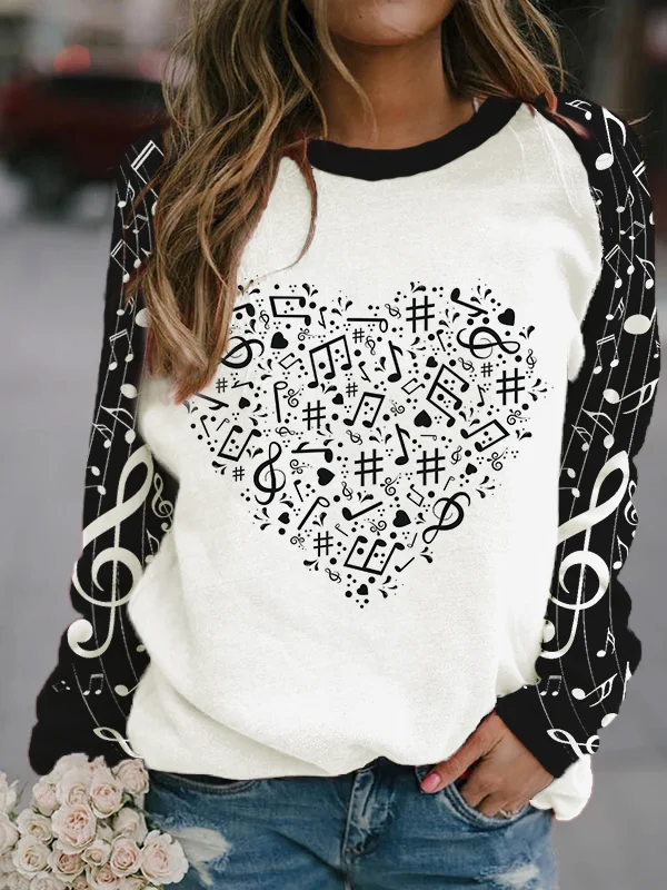 Love Music Notes Art Contrast Comfy Sweatshirt