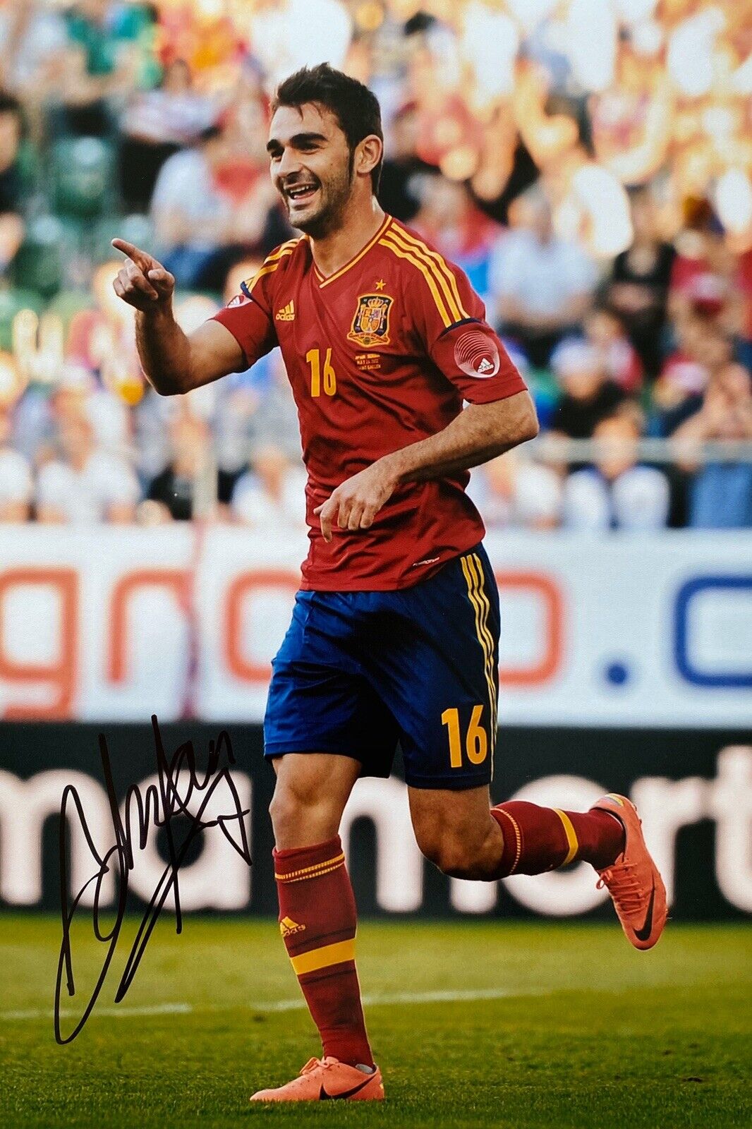 Adrian Lopez Hand Signed 12x8 Spain Photo Poster painting, Atletico Madrid, View Proof