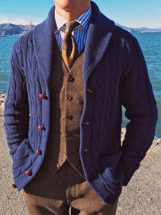 Men's Slim-Fit Long-Sleeved Knitted Jacket