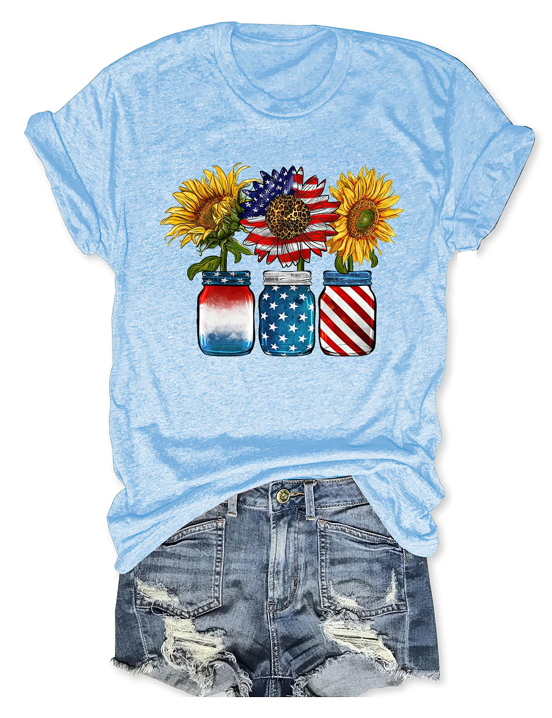 Patritotic Sunflower 4th Of July T-shirt