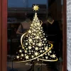 Autocollants pour vitres en forme de sapin de No&euml;l dor&eacute;