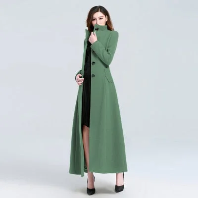Suofun Solid Slim Plus Size Long Seelve 2021 Fashion New Women Mandarin Coat Women's OverCoat Female Girls Winter Wool Coats