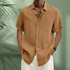 Gioiacombo&trade; Camicia da uomo manica corta in cotone e lino estate 2023