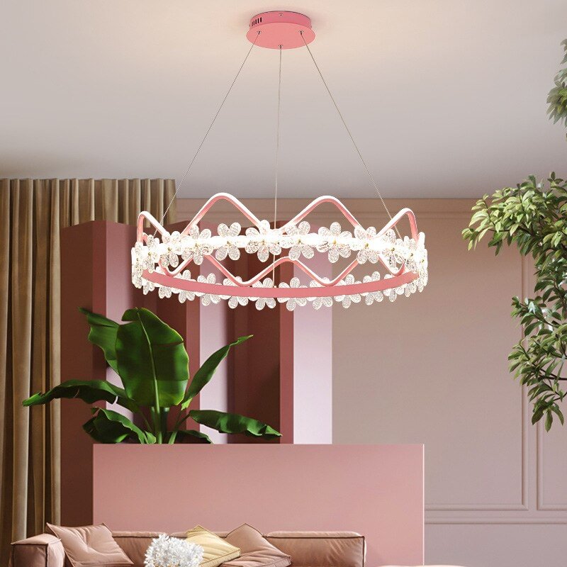 Nordic Light Luxury Crystal Dining Room Chandelier Creative Crown Shape Living  LED  Minimalist Bedroom lamps Dine Iamp
