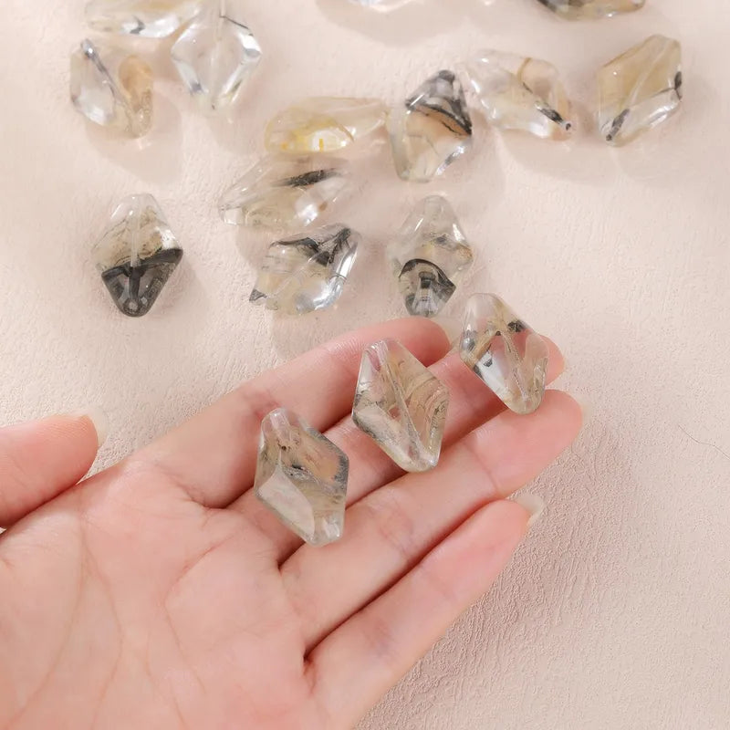 10 PCS/Package Hole 1~1.9mm Glass Round Water Droplets Rhombus Pendant Beads