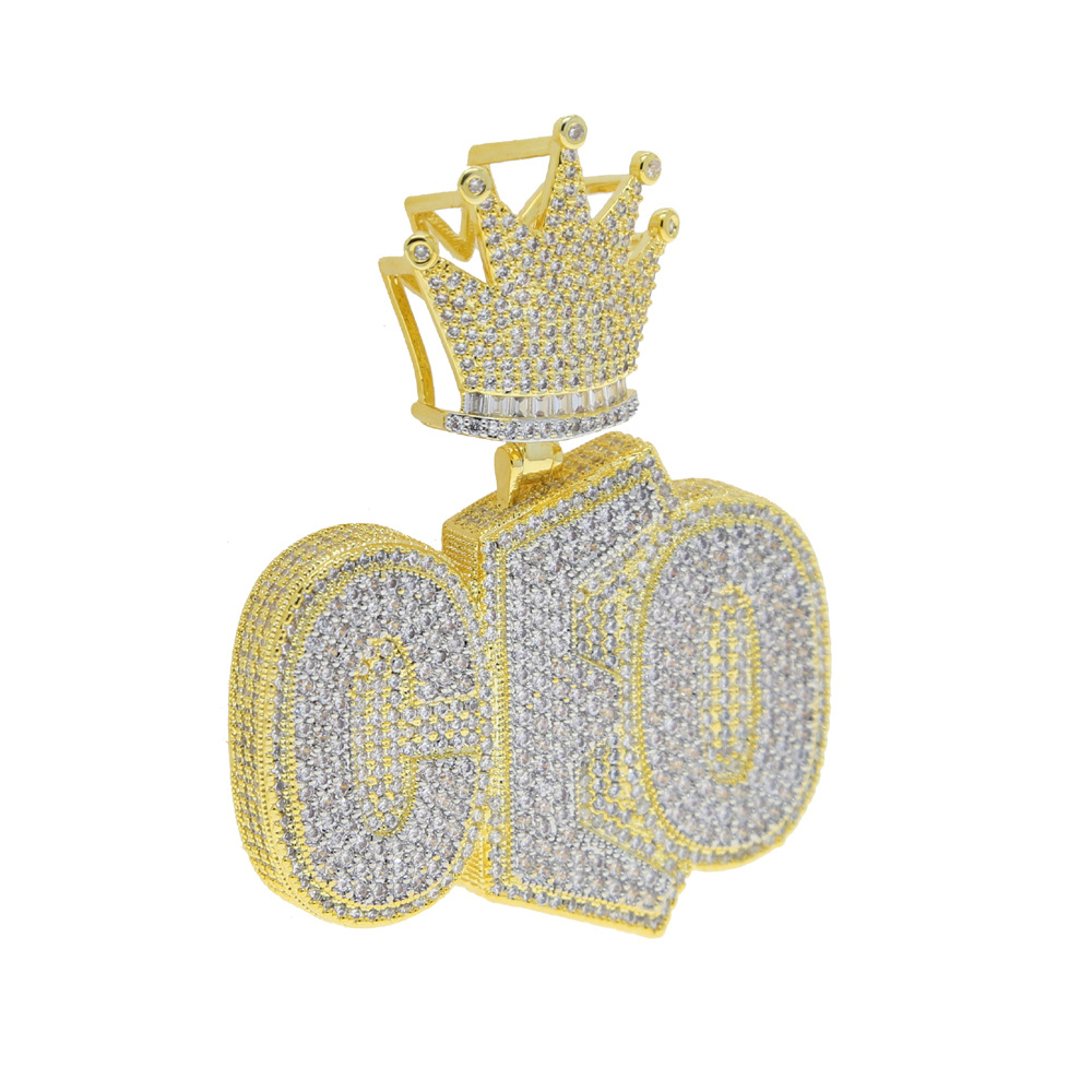 Crown CEO Hip Hop Pendant Paired with 61 cm Rope Chain