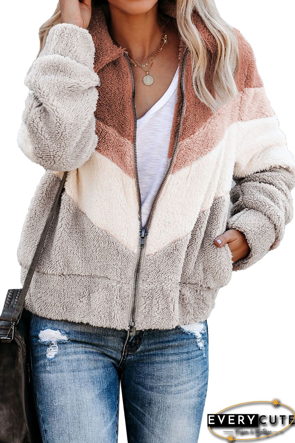 Khaki Movie Marathon Pocketed Chevron Jacket