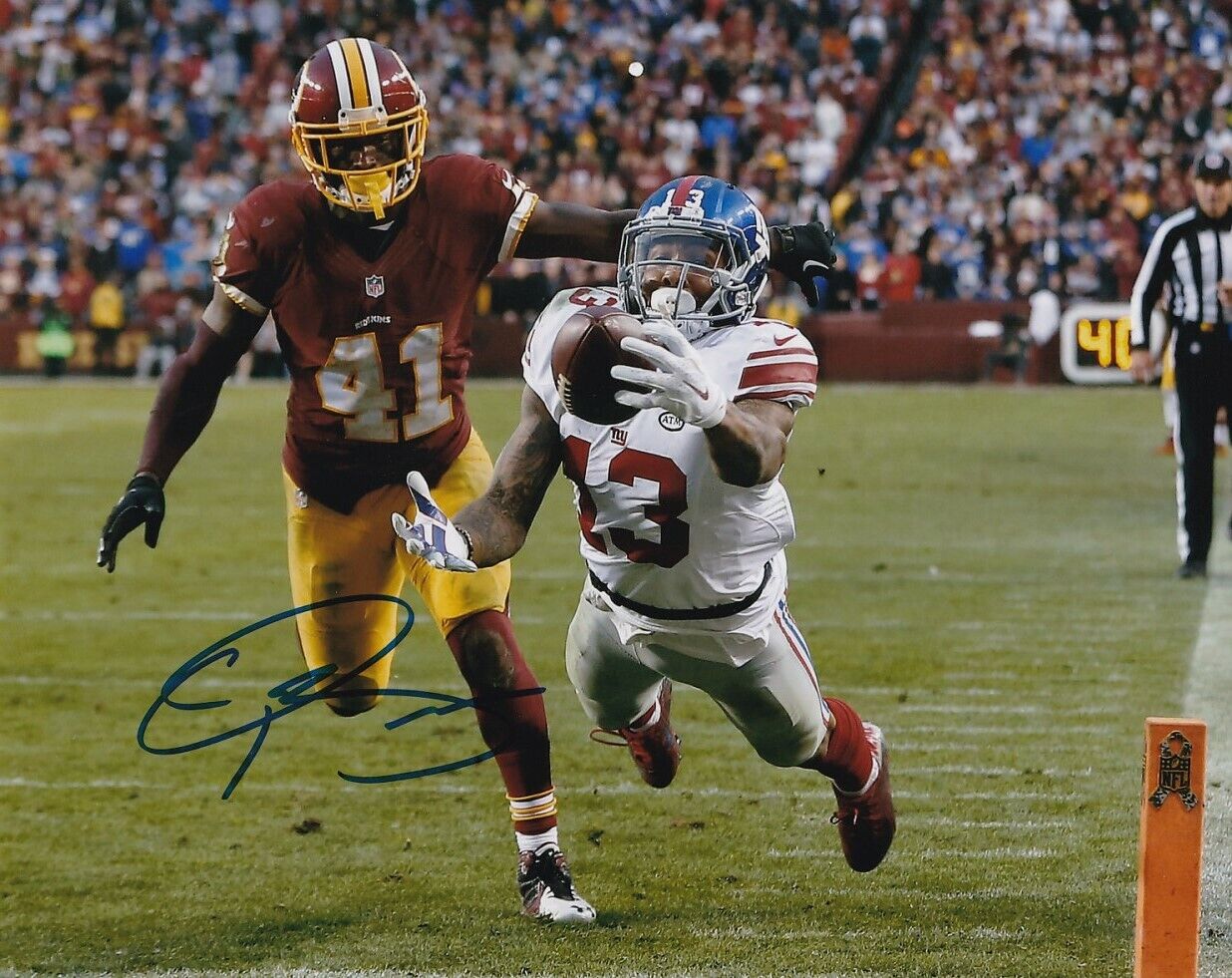 ODELL BECKHAM JR SIGNED AUTOGRAPH 8X10 Photo Poster painting NEW YORK GIANTS